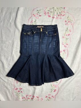 Candie’s Y2K Denim Mermaid Skirt Rose Embroidery Size M/L